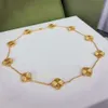 Collar de trébol con 10 motivos Collares de diamantes Diseñador de joyas de lujo para mujeres Oro de 18 quilates Chapado en plata Collar de trébol de 4/cuatro hojas