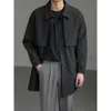 Windbreaker Men's Korean Style Loose Medium Length 2023 Spring and Autumn Season Trendy Casual Flip Collar Big Coat