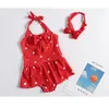 Draag Rayseeda Hot Fashion kind uit één stuk badpak Dot Print String badmode voor kinderen meisjes Casual Beachwear Resort Spa Wear-kleding