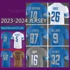 87 Sam LaPorta camisa de futebol Amon-Ra St. Brown Detroits Jahmyr Gibbs Brian Branch Lions Jameson Williams Teddy Bridgewater Kerby Joseph Alex Anzalone Hendon Hooker