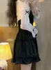 Casual klänningar japanska söta lolita prinsessor klänning kvinnor bow ruffles svart kawai party mini kvinnliga koreanska mode vestidos hösten 2024