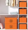 Wholesale Orange Storage Basket Cotton Linen Eva Thickened Fold Wardrobe Storage Basket Clothes Socks Sundries Storage Box