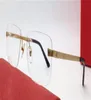 Gafas ópticas de diseño de moda 0167 K montura dorada cuadrada sin montura estilo empresarial simple, livianas y cómodas de usar transpar1953946