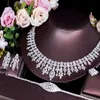 CWW 4 Stück Quaste Tropfen Zirkonia große Hochzeit Bankett Halskette Dubai Weißgold Farbe Braut Party Kostüm Schmuck Sets T600 240102