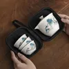 Théière portable avec étui, grandes tasses à thé en céramique et infuseur, ensemble Gongfu chinois traditionnel pour le bureau, les voyages et l'extérieur