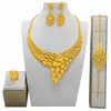 Ketting Oorbellen Set Dubai Voor Vrouwen Bruiloft 24k Vergulde Afrikaanse Sieraden Bruidsmeisje Feestcadeau Bruids