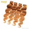 Väver honung blond brasiliansk hårväv buntar färg 27# kroppsvåg mänskliga hår jungfru inte skjul