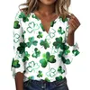 T-Shirt manches évasées pour femmes, ample et décontracté, col en v, imprimé St Patrick, Seven Top, magasin officiel, Ropa De Mujer, 2024