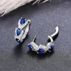 Boucles d'oreilles créoles en zircone cubique bleu profond pour femmes, Vintage, élégant, luxe, bijoux de mariage, accessoires, cadeaux