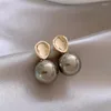 Boucles d'oreilles à clous pour femmes, bijoux de luxe légers et élégants, Imitation poire grise, à la mode, cadeaux ronds, nouvelle collection 2024