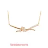 High Quality Tifannissm Stainless Steel Designer Necklace Jewellery S925 Sterling Silver kink Knot female 18k rose gold full diamond pendan