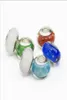 10st 925 Sterling Silver Core Multicolour Murano Lampwork Glass Pärlor Charm Big Hole Loose Pärlor för europeiska armbandhalsband7337861
