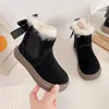 Boots Children Fashion Girls Solid Color Plush Warm Cotton Kids Casual Short Drop Back Bow 2024 Simple Non-slip