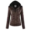 Gótico falso jaqueta de couro feminino casaco hoodies inverno outono motocicleta jaqueta preto outerwear couro plutônio básico casaco 231229