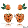 Pendientes colgantes Soramoore dulce y bonito colgante de fresa naranja para mujer, Boucle D'oreille de boda para mujer, moda 2024