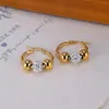 Stud Earrings Fashion Designer Bead Mosaic Cubic Zirconia Stainless Steel For Women Jewelry & Accessories