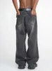 Y2k Men's Jeans Damaged Denim Knee Ripped Jeans for Men Loose Fit Distressed Baggy Jeans Black Cargo Pants Men 240102