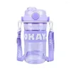 Wasserflaschen Modische Gym Fitness Flasche Tragbare Outdoor Sport Transparent Doppel-Getränk Stroh Tasse Für Camping Wandern Laufen