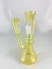 Smoking pipe silver fumed bong 18 inches 18mm joint add ash catcher horn colored with american red beautifully designed fumctions well