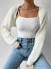 Women's Knits Women S Y2K Open Front Cropped Cardigan Long Sleeve Solid Color Ribbed Knit Shrug Sweater Bolero Tops