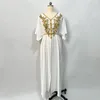 Etnische kleding vrouwen luxe avondjurk moslim mode strass beroemdheid abaya elegant wit feest vestidos arabisch gewaad islamitische kaftan