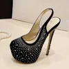 Liyke Runway Fashion Rhinestones Women Platform Pumps Sexy Slingback Slip-On Back Strap Extreme High Heels Party Dress Shoes 240102