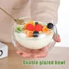 Bols Verre clair Mini préparation Pudding conteneur apéritif mélange empilable double paroi bol de céréales pour et aliments froids cuisine