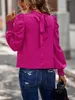 Kvinnors blusar Casual Turtleneck långärmad skjorta Blus Office Lady Autumn Fashion Elegant Solid Puff Shirts For Women 2024 Tops