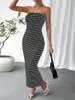 Party Dresses 2024 Women Tube Dress Strapless Backless Striped Slim Fit Long For Cocktail