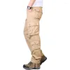 Мужские брюки-карго 2024, повседневные брюки с несколькими карманами в стиле милитари, тактическая мужская верхняя одежда, свободные прямые брюки, длинные брюки для мужчин