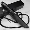 Camping Ebony Handle Fixed Blade Knife Outdoor EDC Survival Hunting with Leather Sheath