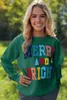 Women's Hoodies Women Merry And Bright Chenille Sweatshirt Ladies Preppy Textured Letter Cable Knit Pullover