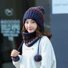 Berets Thick Warm Windproof Cycling Beanie Hat Adult Women Casual Plush Knitted Female Girls 2pcs Sets Skullies Gorros With Scarf