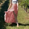 Röcke Frauen Sommer Maxi Rock Asymmetrische Leichte Weiche Schlitz Wrap Elastische Fließende Rüschen Saum Einfarbig Für Frauen