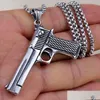 Rue pistolet pendentif collier antique Sier acier inoxydable pistolet modèle colliers hommes bijoux discothèque Hiphop Fine Dr Dhlge