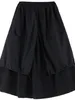 Kjolar tannt kvinnliga kjol asymmetri lapptäcke svart länge för oregelbunden avslappnad hög midja 2024 mode