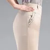 Kadın pantolon artı 5xl 2024 Sonbahar Kış Kadınlar Sıcak Ter Kadife İnce Yüksek Bel Kalemi Kadın Pantolon LJ194