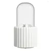 Förvaringslådor kosmetisk borste arrangör kapacitet makeup hållare med 360 roterande dammtät lockfack design för fåfänga badrum