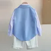 Conjuntos de roupas 2024 bebê menino terno azul colete branco shorts laço conjunto crianças 1 2 3 4 ano festa de aniversário vestido boutique traje
