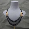 Collana di orecchini set vintage doppio strato perline di smalto viola orecchino di pesce dorato donna lusso elegante cristallo con strass completo