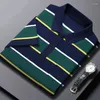 Men's Polos Smart Casual Men Short Sleeve Striped Polo Shirts Korean Streetwear Summer Male Clothes Tees Business Fashion Loose Tops