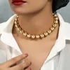 Choker Statement Gold-plated Ball Beads Necklace For Women Men's Fashion Party Gothic Jewelry Delicate Gifts