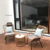 Lägermöbler Courtyard Outdoor Balcony Rattan Stol Three Piece Set Small Tea Table Combination Simple Nordic Ranttan