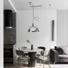 Chandeliers Restaurant LED Chrome White Metal Movable Pendant Lights Living Dining Room Kitchen Hanging Suspension Lustre Lamp