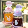 Cartoon Baby Feeding Cups with Straws Leakproof Water Bottles Outdoor Portable Children's Cups Creative Kids Water Sippy Cup 240102