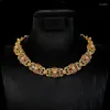 Anneaux de cluster Original Médiéval Backflow Western Colored Gems Gold Plaqué Collier de cuivre Brace Bracelet en dentelle Cadeaux pour petite amie