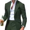 Costumes Pour Hommes Collier Hommes Costumes Cranté Vert Slim Fit Blazers Vestes Pantalon 2PCS Causal Business Wedding Groom Wear 231229