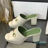 Designer sandals metal buckle and slippers leather comfortable summer women's shoes high-heeled formal