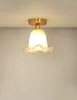Plafonniers Français Antique Laiton LED Lumière Pour Entrée Allée Balcon Postmodern Luxe Verre Luminaires Lampe