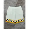 24ss Casablancs Camisa Homens Designer Casablanc Shorts Trendy Casa Blanca Patchwork Xadrez Cordão Branco Lã Malha Suéter Curto Sleev 1836